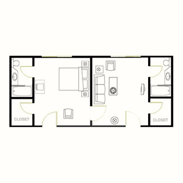 Single Deluxe Bedroom Floor Plan
